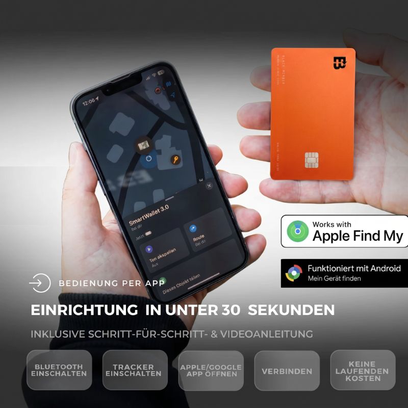 Slim Wallet Orange + Tracker-Karte Pro Orange — Set