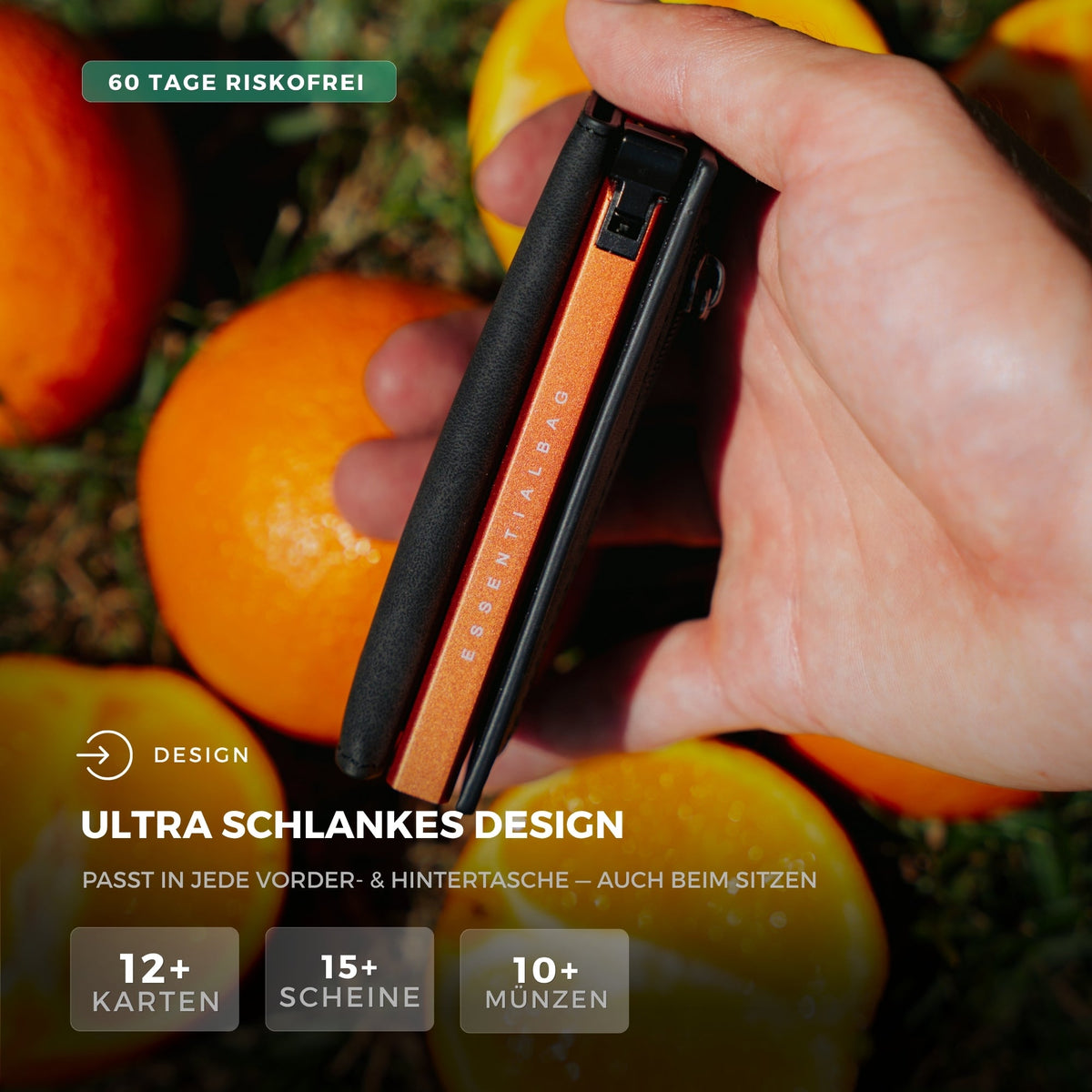 Slim Wallet Orange + Tracker-Karte Pro Orange — Set