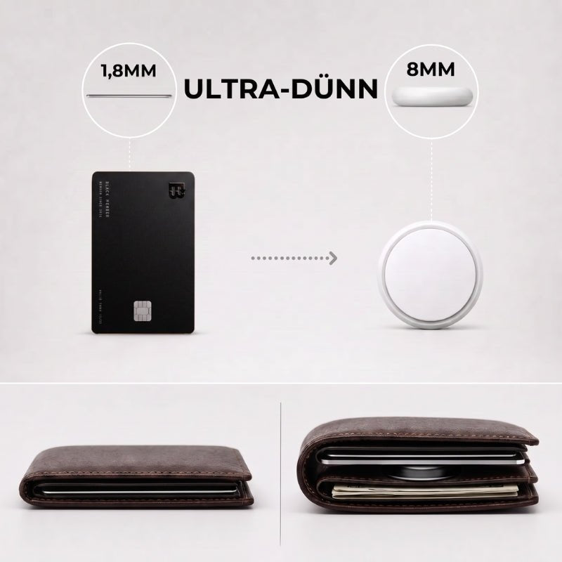 Slim Wallet Orange + Tracker-Karte Pro Schwarz — Set