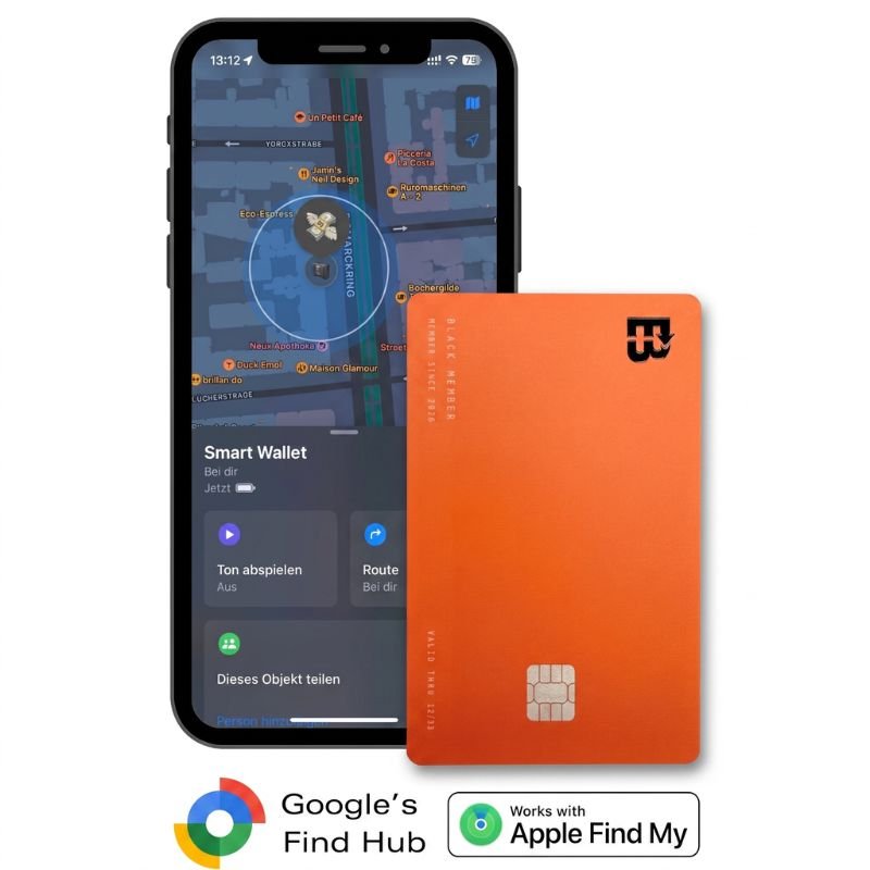 Slim Wallet Orange + Tracker-Karte Pro Orange — Set