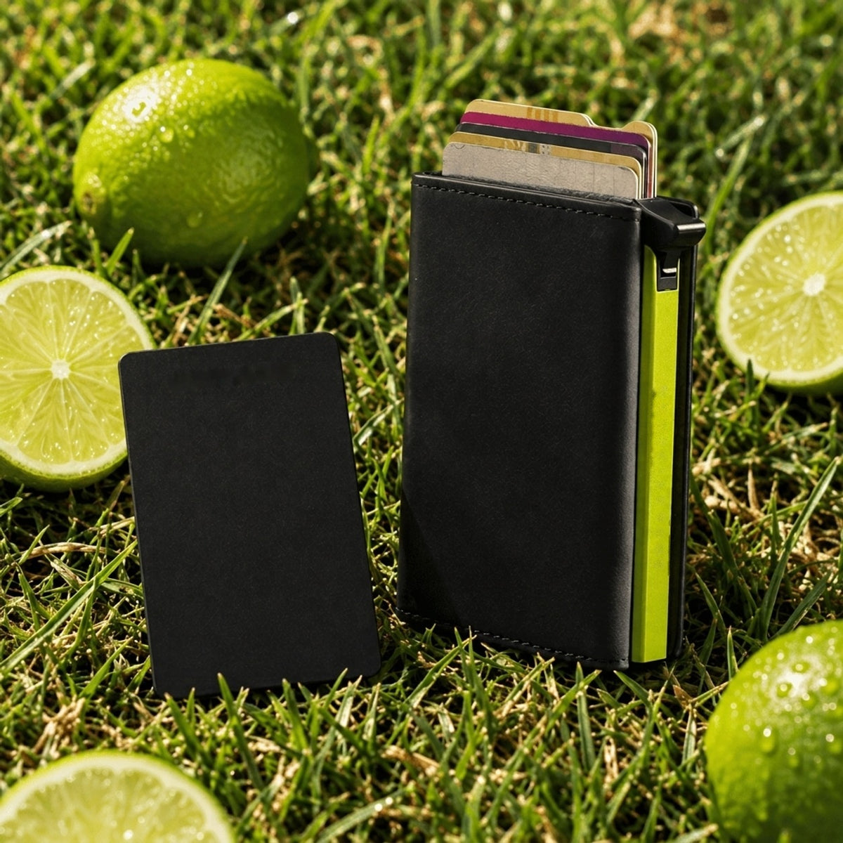 Slim Wallet Lime + Tracker-Karte — Set