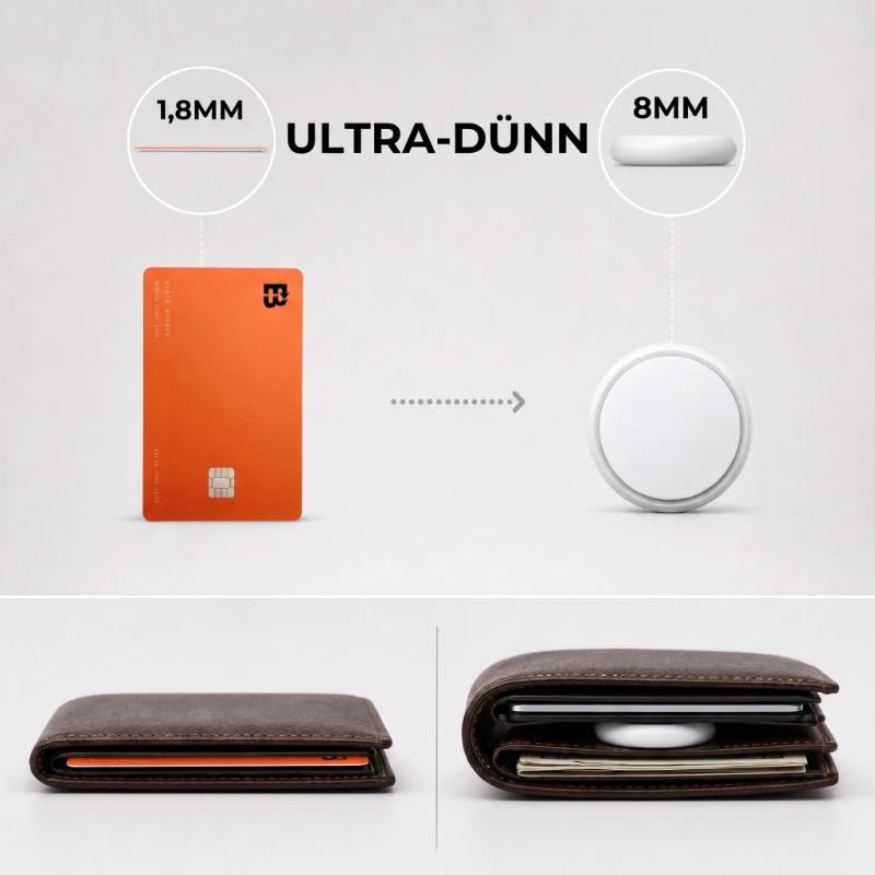 Slim Wallet Orange + Tracker-Karte Pro Orange — Set