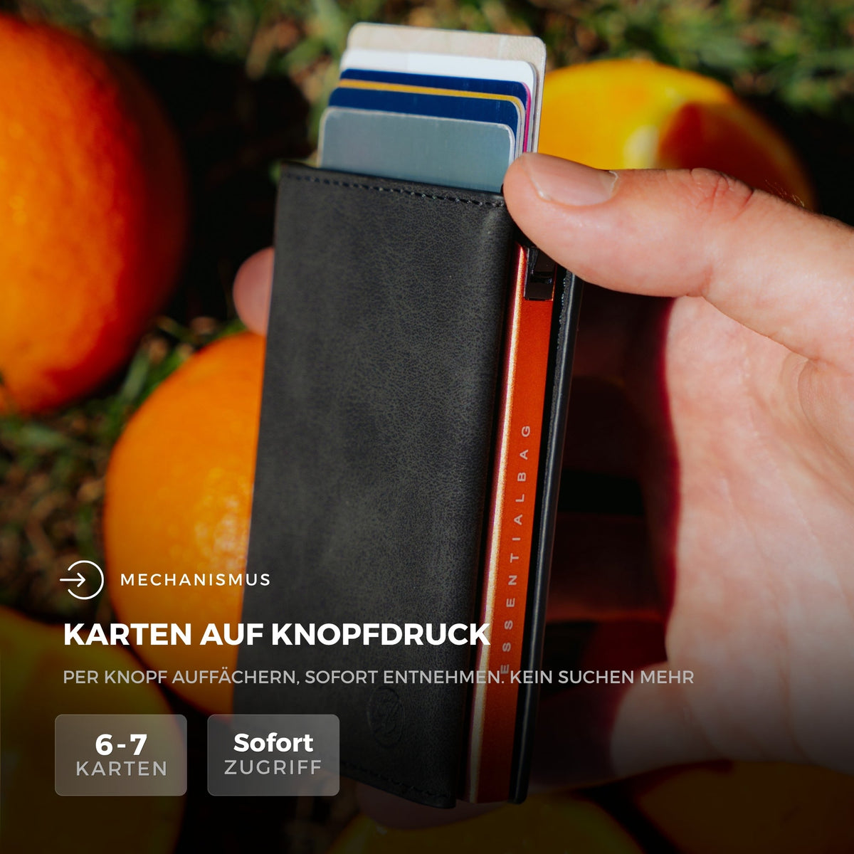 Slim Wallet Orange + Tracker-Karte Pro Orange — Set