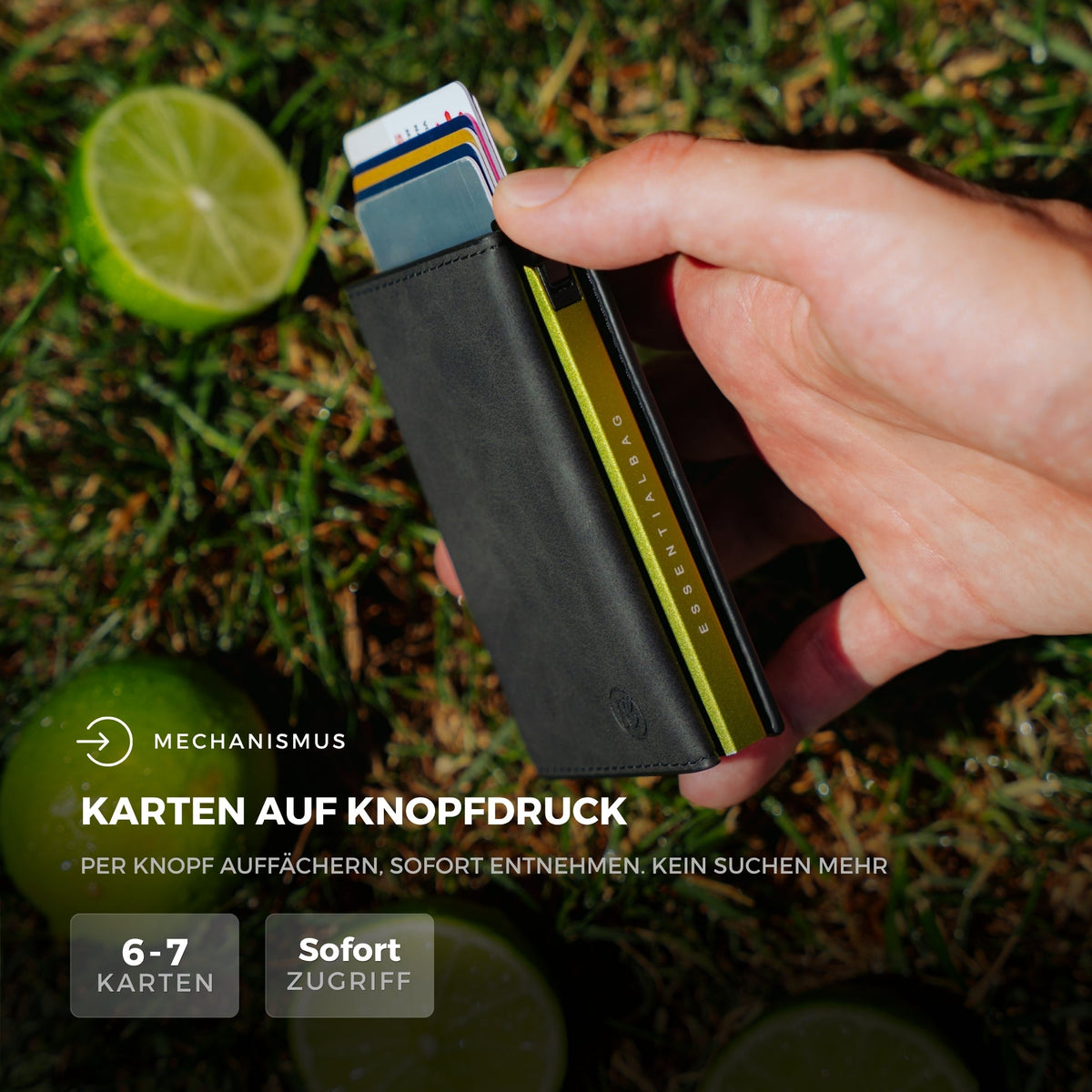 Slim Wallet Lime + Tracker-Karte — Set